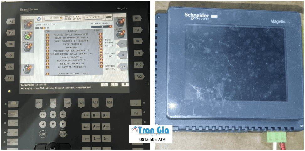 Sửa Màn hình Schneider lỗi cảm ứng Bấm không được, Bấm Màn hình Bị Đơ, Thay cảm ứng Màn hình sửa lấy gấp