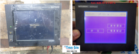 Trung tâm sửa màn hình công nghiệp Mitsubishi GOT2000 hư boad nguồn với linh kiện nhập khẩu chính hãng