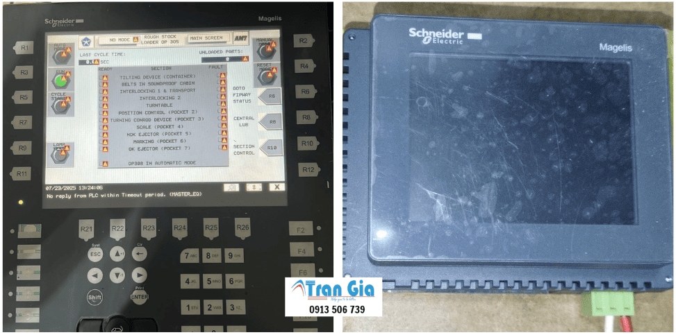 Thay linh kiện, bảo hành, sửa chữa màn hình HMI Schneider không hiển thị, bấm không ăn cam kết hết lỗi